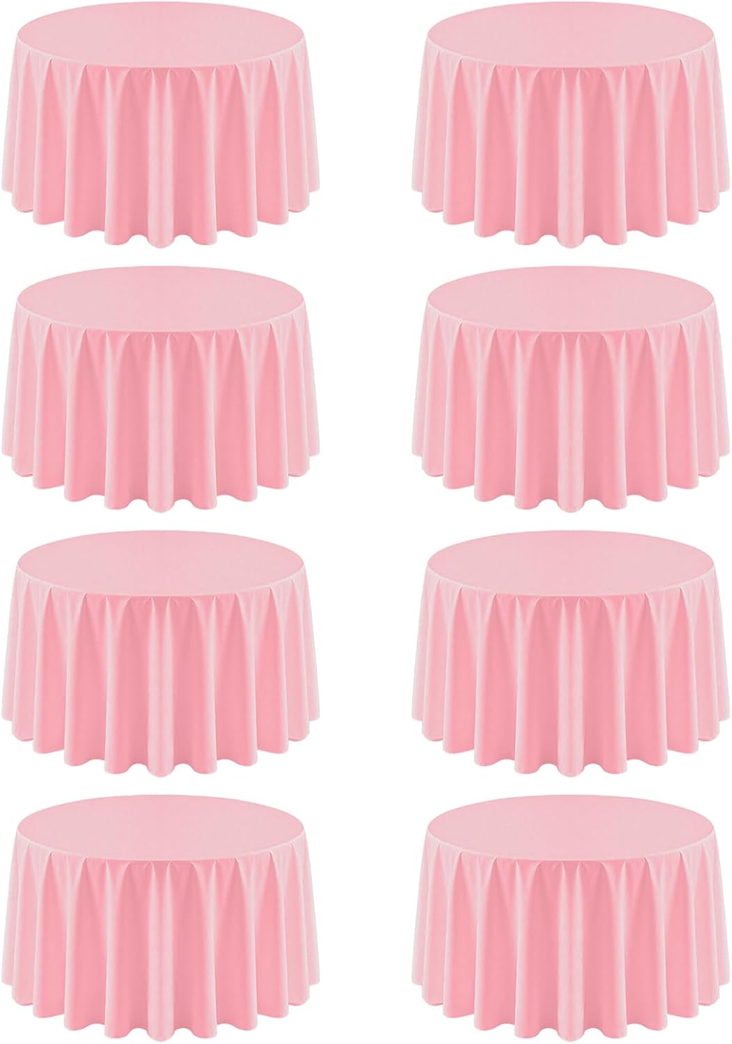 RestfulGlow 8 Manteles Redondos Rosa 228cm | Poliester Lavable Resistente a Manchas y Arrugas | Bodas Fiestas Banquetes