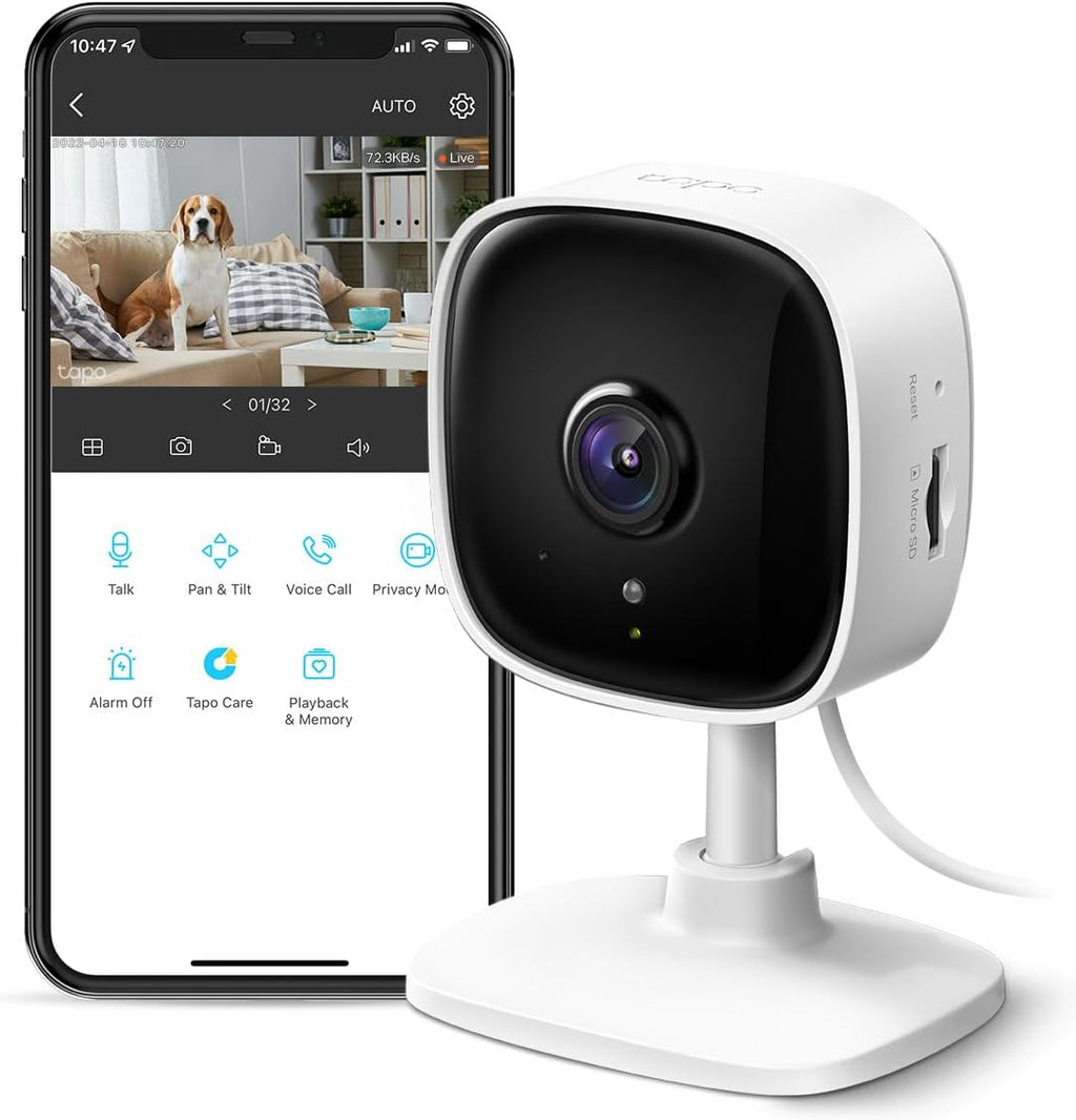 CONTIENE 4 PIEZAS Camara de Seguridad TP-Link Tapo 1080P para Interior | Monitor de Bebe y Mascotas con Deteccion de Movimiento | Audio Bidireccional, Sirena y Vision Nocturna | Alexa y Google Home | Tapo C100