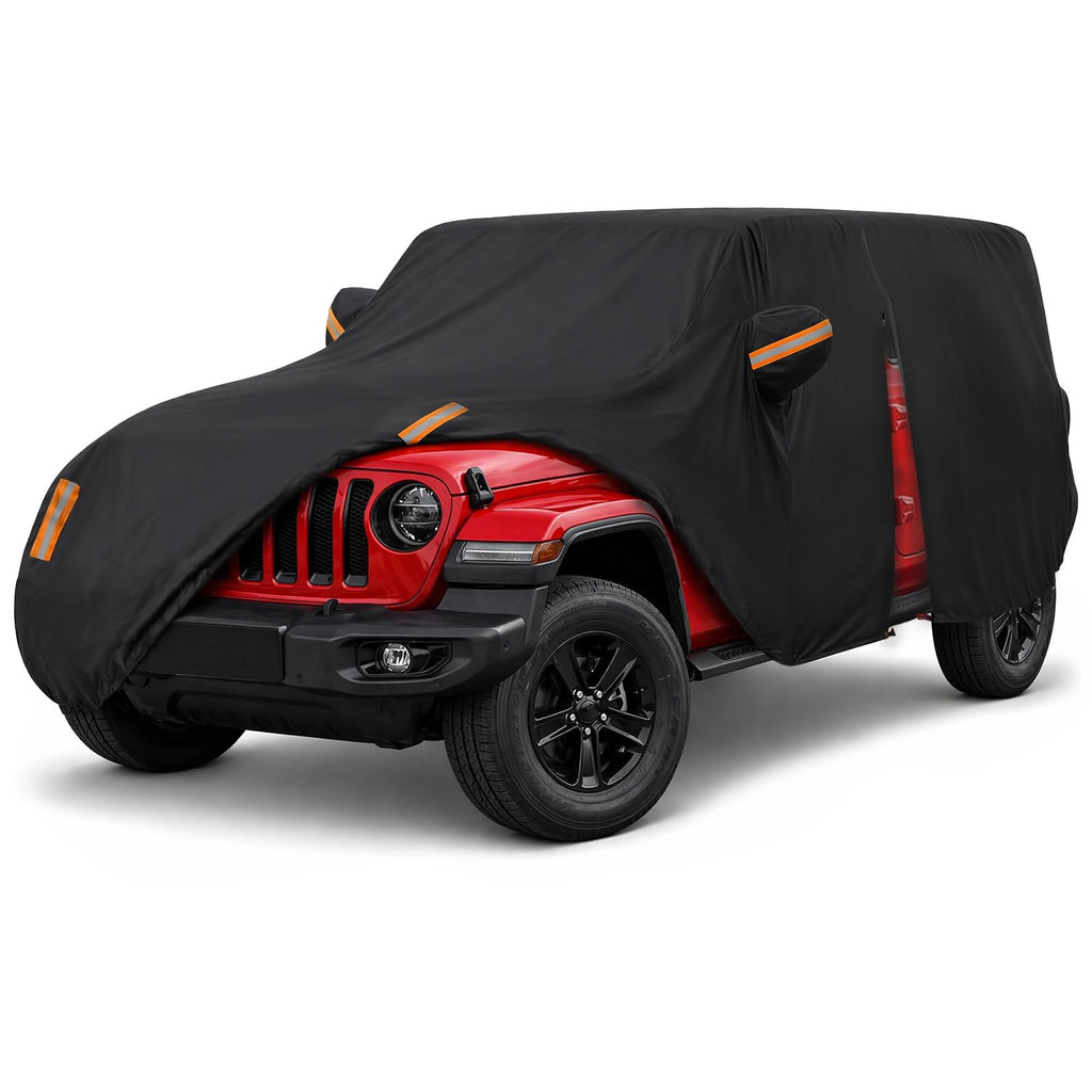 Funda impermeable para Jeep Wrangler de 4 puertas (2006-2026, JK JL). Protección exterior contra el sol, la lluvia, la nieve y el granizo. Incluye cremallera en la puerta del conductor #6099