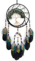 Atrapasuenos 7 Chakras Arbol de la Vida | Plumas Verdes | Con Cristal Curativo Arcoiris | Arte de Pared Colgante | Decoracion de Dormitorio y Hogar | Regalo de Boda y Fiesta