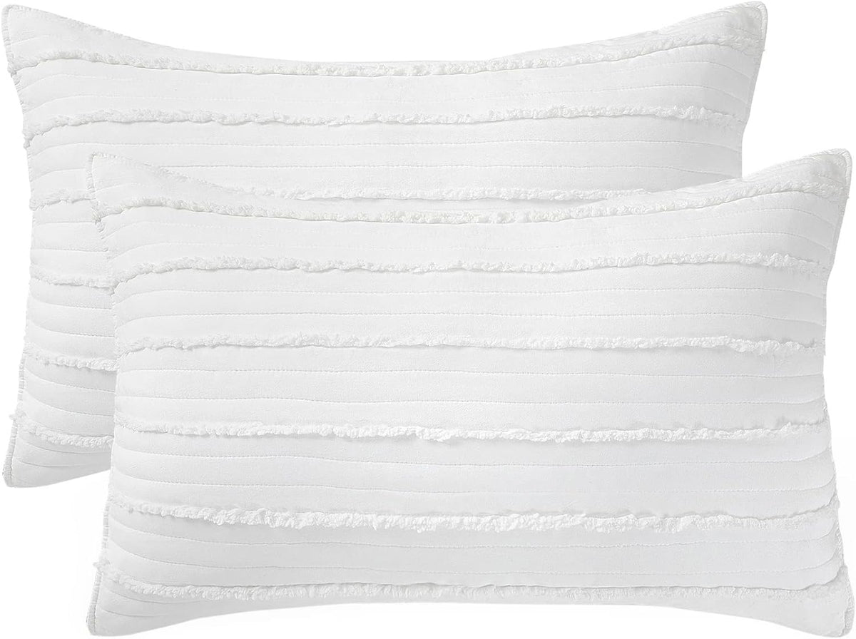 Fundas de Almohada BOSOWOS x2 Blancas – Microfibra, 51x66 cm, Cierre Tipo Sobre, Ultrasuaves y Transpirables, Estilo Rústico