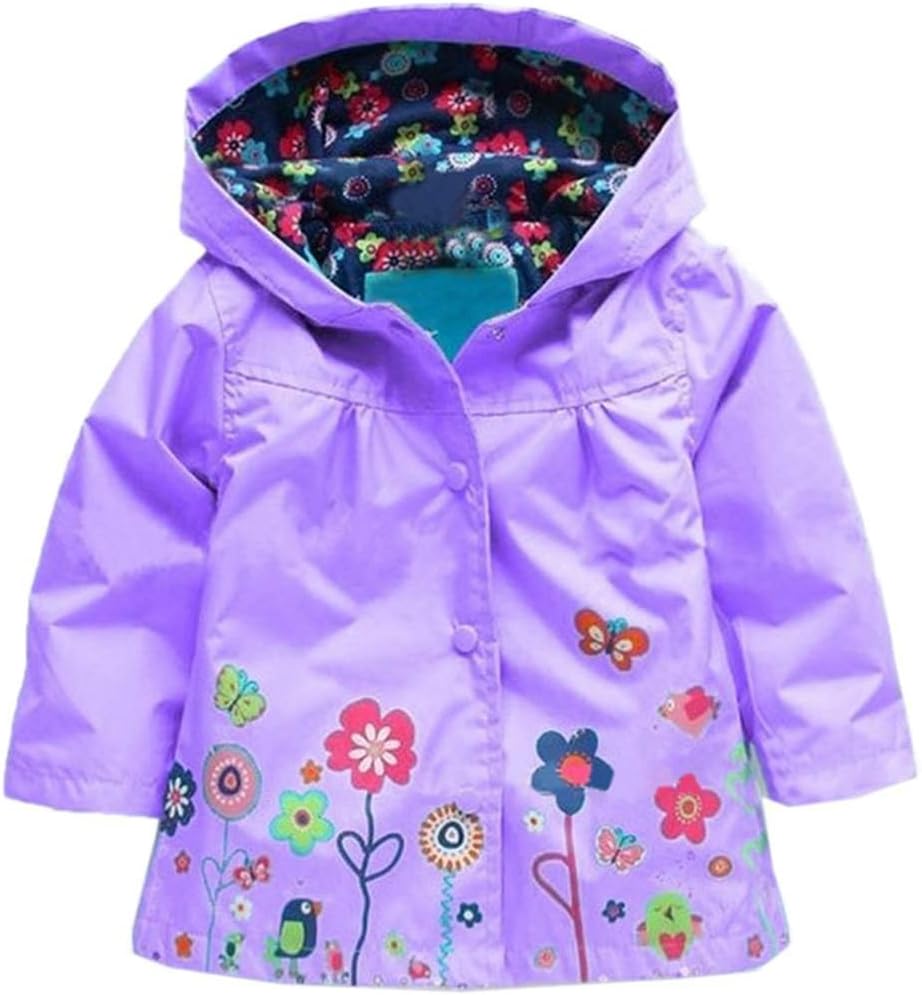 Arshiner Niña Bebé Niño Impermeable Abrigo con Capucha Chaqueta Ropa Exterior Impermeable Sudaderas con Capucha 2-9 Años, Morado, 120 (Edad para 4-5 Años)