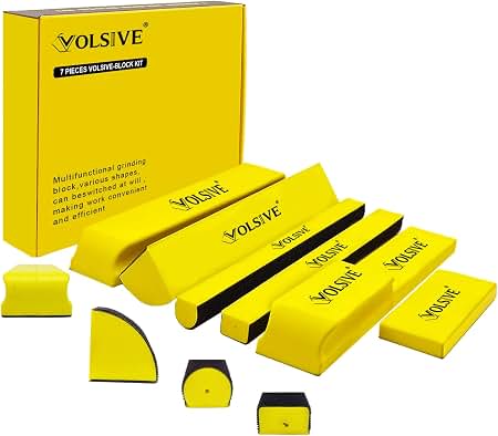 VOLSIVE Juego de 7 piezas de bloque de lijado manual, almohadilla de lijado manual rectangular de mano