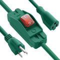 Extensión Eléctrica SJTW para Exterior con Interruptor Impermeable | 1.5 pies, Cable de Grado Exterior 125v/250v | Verde