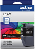 Cartucho de Tinta Negra Original Brother LC401BK Rendimiento Estandar para Impresoras Brother Compatibles con Serie LC401