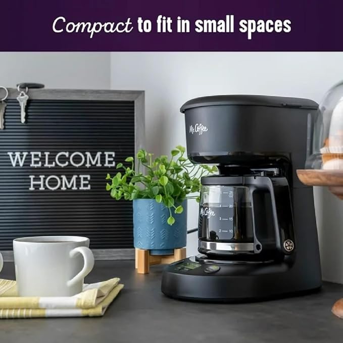Cafetera Mr. Coffee Mini Brew 5 Tazas – Compacta, Rápida y Fácil de Usar | Negro
