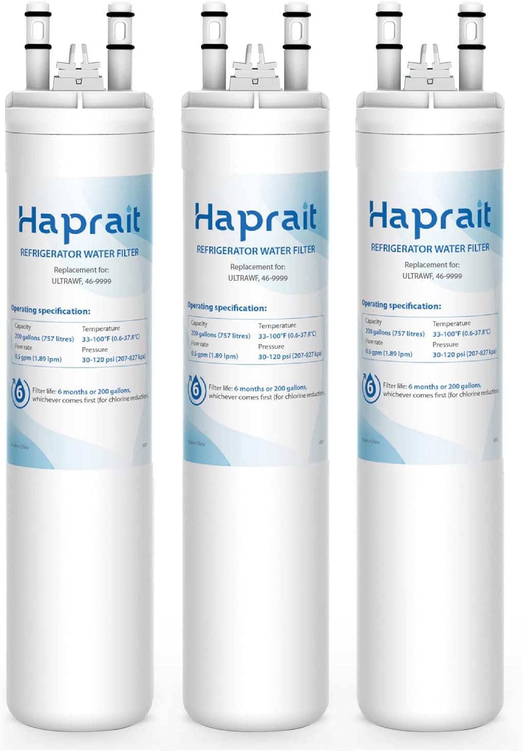 Haprait HP005 Filtro de Agua de Repuesto para Frigidaire ULTRAWF, Pure Source Ultra y Kenmore 9999 | Compatible con 469999 y A0094E28261, 3 Unidades
