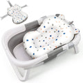 Bañera plegable MoreFeel para recién nacidos con termómetro, toalla con capucha y cojín flotante suave. Bañera portátil de viaje con orificio de drenaje. Bañera plegable y duradera para bebés y niños pequeños #3440