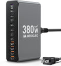 Estación de carga de aleación de aluminio de 12 puertos y 380 W, cargador USB C rápido de 65 W, cargador GaN para portátiles MacBook Pro/Air/iPad Pro/iPhone (gris)
