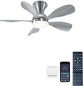 Abanico de Techo 33 pulgadas | Bajo Perfil con Luz y Remoto | Flush Mount | 3CCT | Regulable | Silencioso | Plata