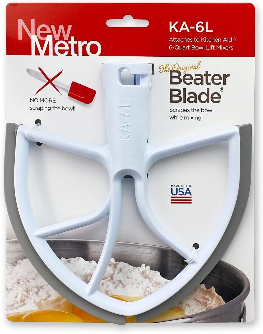 Nueva pala batidora original Metro KA-6L compatible con batidoras KitchenAid de 6 cuartos con elevador de tazón
