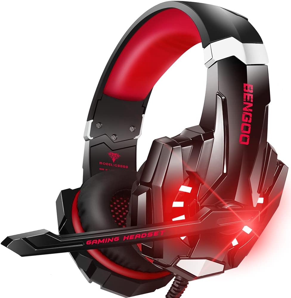Auriculares Gaming BENGOO Estéreo con Micrófono y Luz LED – PS4, PC, Xbox One | Cancelación de Ruido