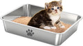 Arenero de acero inoxidable para gatos, bandeja de arena metálica para gatitos, arenero de 10 cm de altura para animales pequeños (gatos, conejos), bandeja de arena para interiores, fácil de limpiar, antiadherente, sin olor.