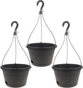 GANAZONO Decoración para el hogar y exteriores, 3 macetas colgantes de plástico, cesta de cadena, soporte para macetas, macetas colgantes de pared, contenedores de plantas para decoración de pared gris y exterior.