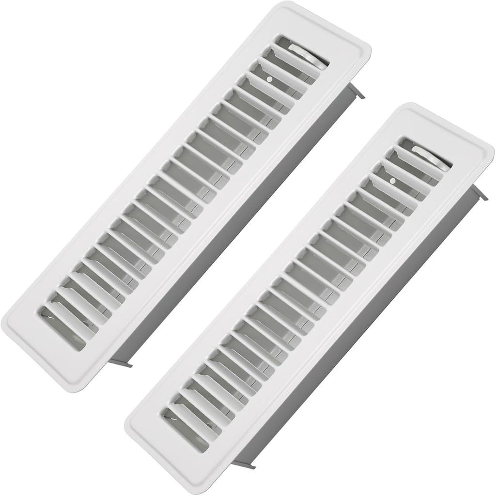 Rejillas de Piso Howeall 5 x 25 cm Metal Resistente a Óxido Cubierta Ventilación (Blanco, 2 unidades)