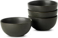 Tazones para cereales, juego de 4 tazones para sopa de 24 oz, juego de tazones de cerámica para ensalada, fruta, desayuno y postre, tazones de cerámica para cocina, aptos para lavavajillas y microondas, negro mate 