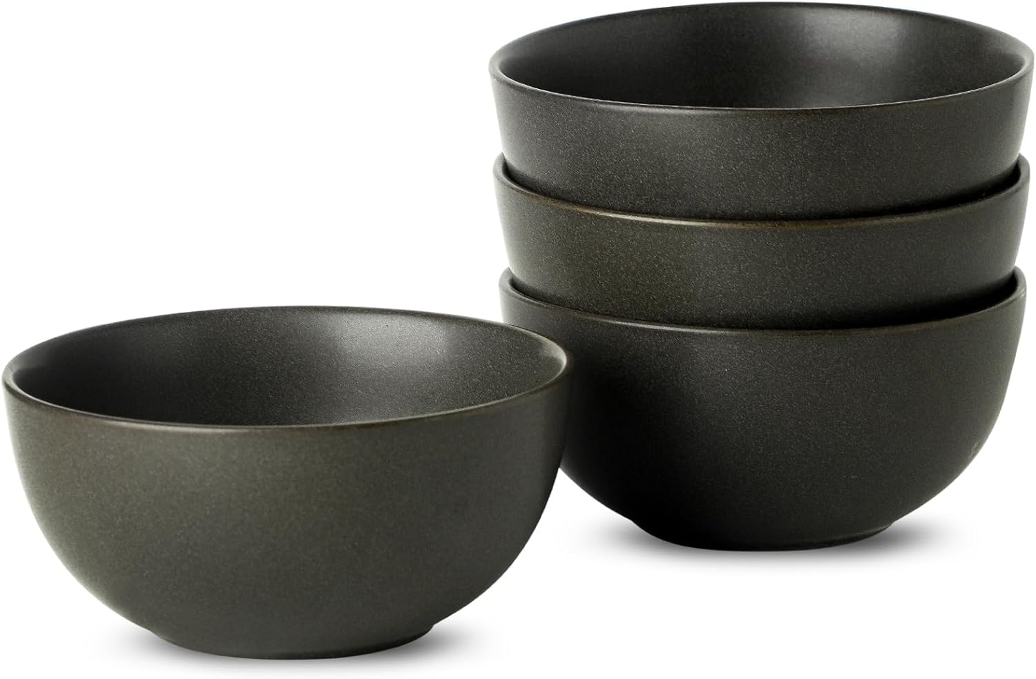 Tazones para cereales, juego de 4 tazones para sopa de 24 oz, juego de tazones de cerámica para ensalada, fruta, desayuno y postre, tazones de cerámica para cocina, aptos para lavavajillas y microondas, negro mate 