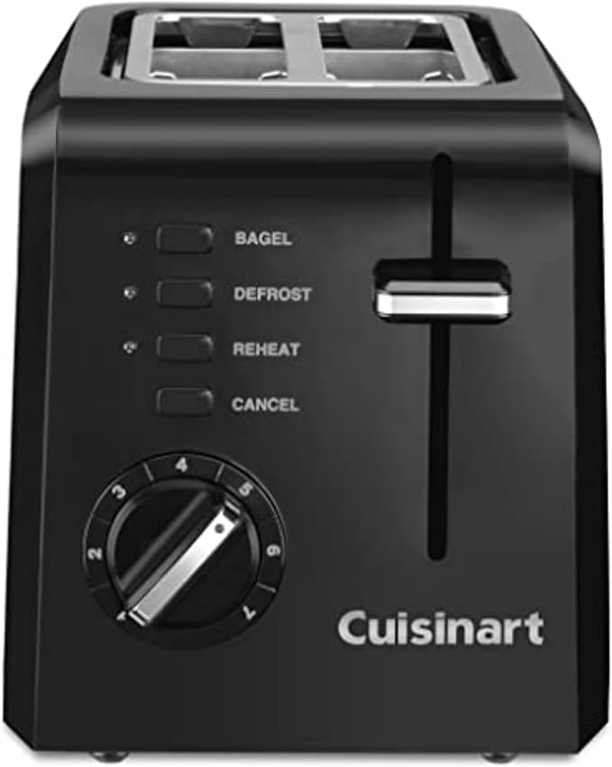 Tostadora Compacta Cuisinart CPT-122BK 2 Rebanadas – Rápida, Eficiente y Fácil de Usar | Negro