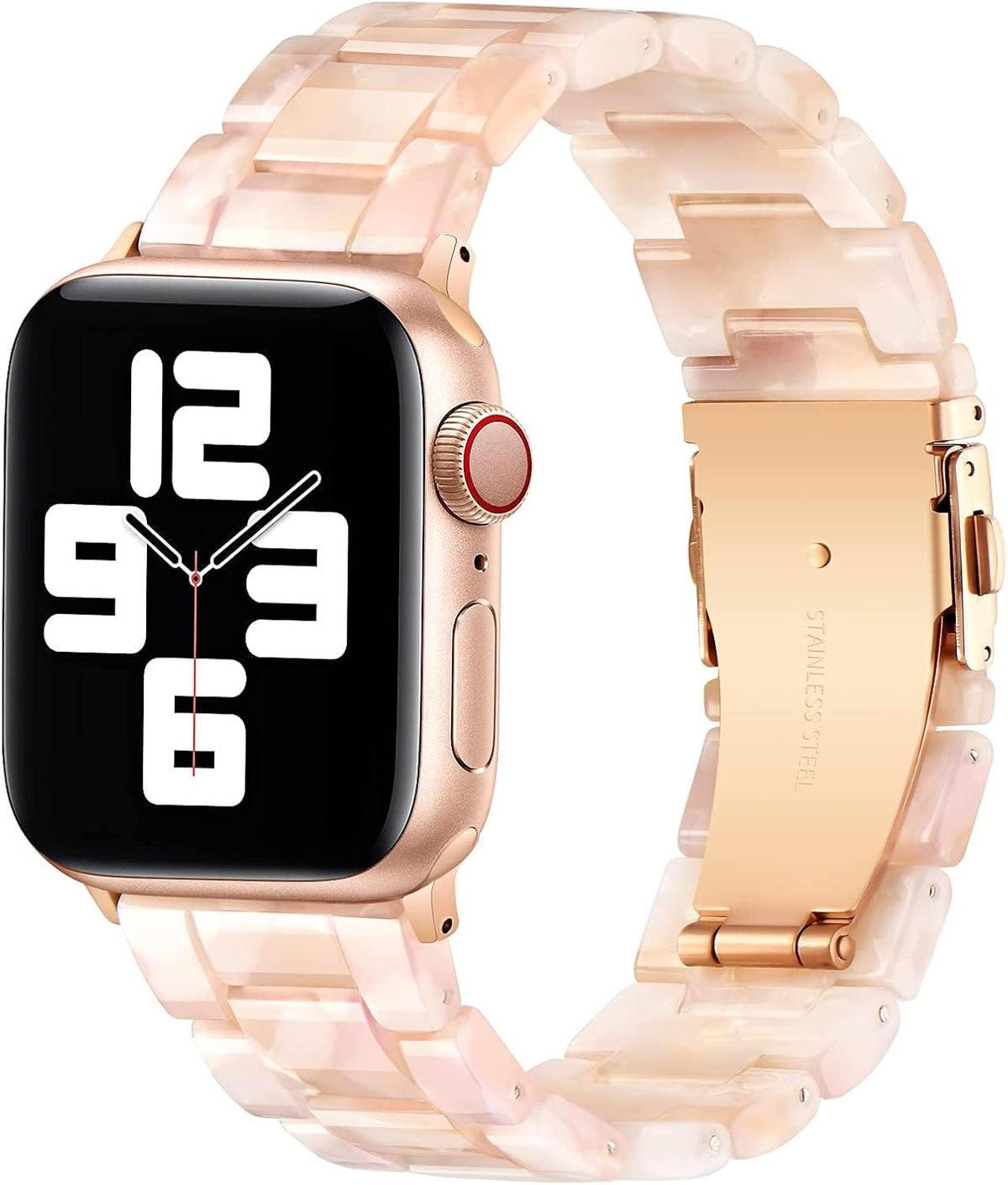 Banda de Resina Bestig Compatible con Apple Watch para Mujeres 40mm 38mm 41mm 42mm (Series 11 10), Correa Ligera Impermeable para iWatch Series 10 9 8 7 6 5 4 3 2 1 SE (Flor Rosa)
