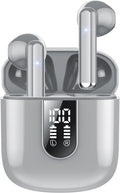 Wireless Earbuds 2024 Bluetooth 5.3 Headphones with HD Mic HiFi Stereo Sound, Wireless Earphones with Dual LED Display Touch Control, IPX7 Waterproof 30H Playtime Mini Ear Buds for iOS Android, Grey
