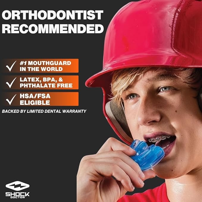 Shock Doctor - Férula dental para rugby con tirantes y sin tirantes, joven