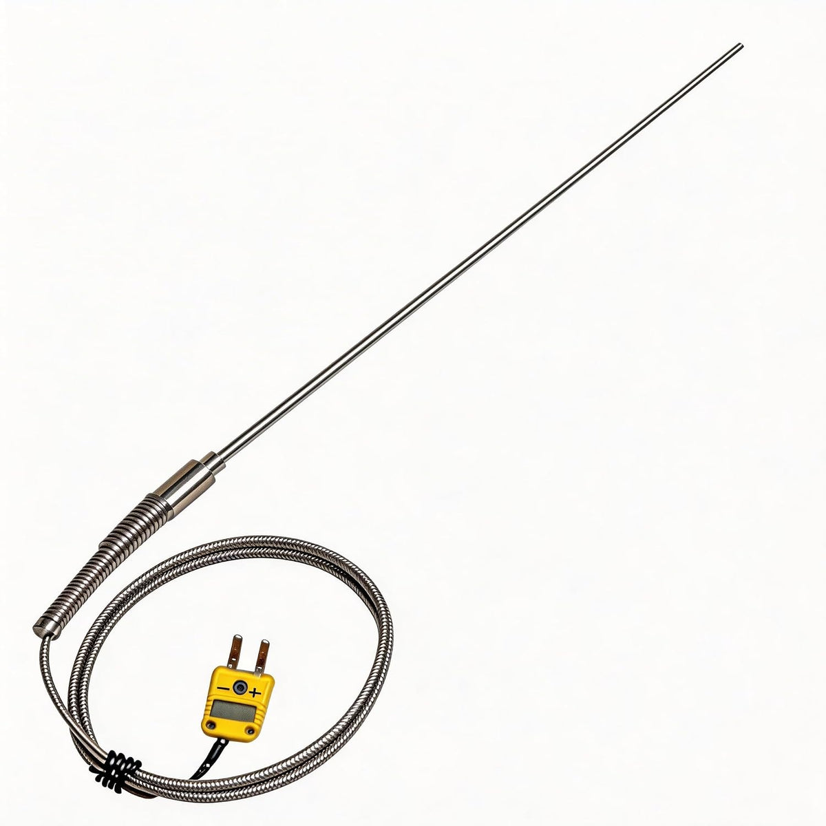 Sonda termopar tipo K TL1916SL, rango de -50 °F a 1100 °F, ultradelgada, 0,06 pulgadas x 40 pulgadas de largo, sensor de alta temperatura para hornos, laboratorios, cocina automotriz.