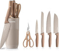 GOODA - Juego de cuchillos de cocina con bloque, juego de 6 piezas de cuchillos de chef profesionales para la cocina, juego de bloque de cuchillos de acero inoxidable antiadherente