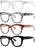 Eyekepper 4-Pack Large Frame Bifocal Reading Glasses Women Bifocal Readers +2.00