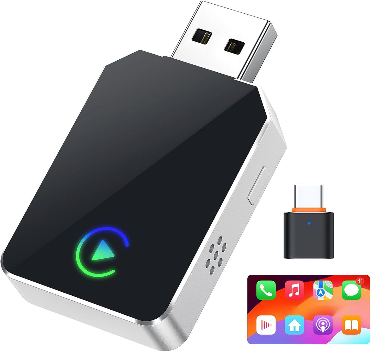 Adaptador inalámbrico CarPlay para iPhone, 2026. Adaptador inalámbrico Android Auto CarPlay 2 en 1 mejorado, convierte de cableado a inalámbrico, rápido y estable, Plug & Play, compatible con vehículos CarPlay cableados de fábrica (2016+).