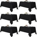 Manteles Negros Ajustables para Mesas Rectangulares Pack x6 – 70"x120" Poliéster Lavable, Para Mesas de 6 a 8 Pies, Bodas, Fiestas y Banquetes