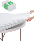 Manteles redondos ajustables KeyWave - Mantel de spandex resistente al agua de 48-52 pulgadas con elástico, paquete de 4 manteles redondos plegables para fiestas, banquetes y comedores, color blanco.