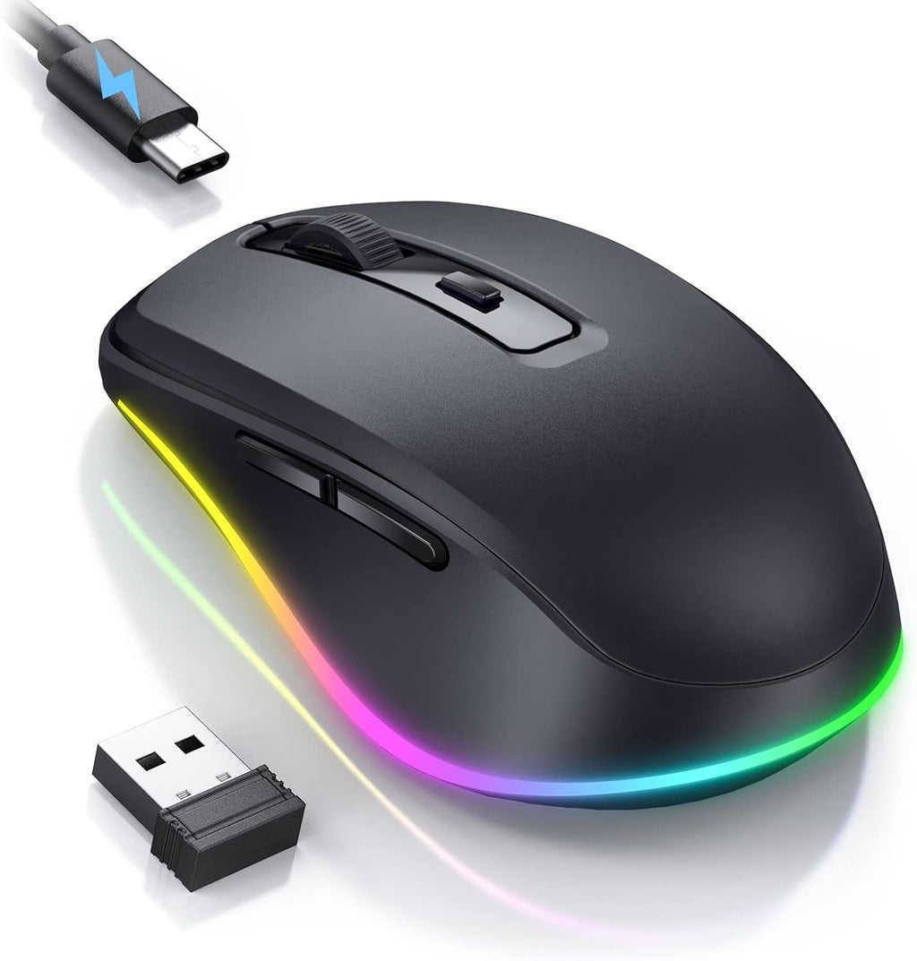 Mouse Jiggler Inalámbrico PEIOUS | Mouse con Movedor Integrado y LED | Recargable | Movimiento Aleatorio Indetectable | Mantiene el PC Activo | Negro