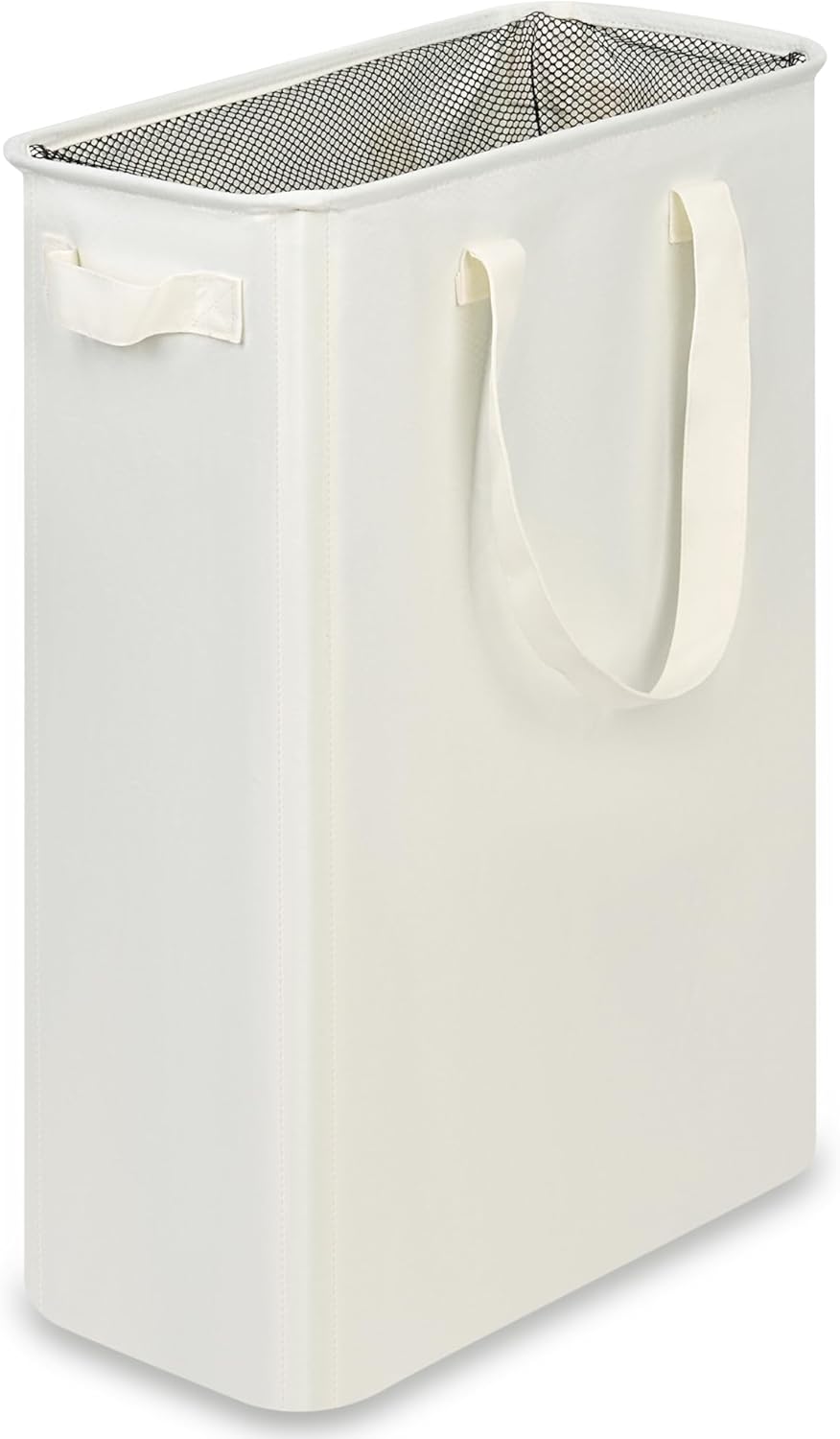 Cesto de ropa delgado efluky, cesto de ropa estrecho con asas, cesto de ropa sucia plegable, contenedor de ropa alto para lavandería, dormitorio universitario y habitación, 48 litros (12,7 galones) Beige