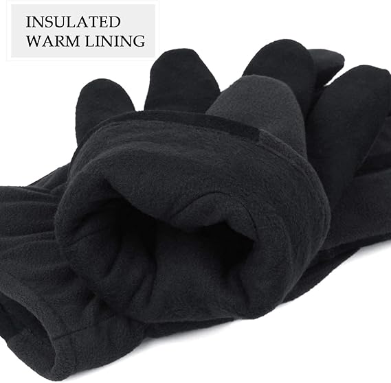 OZERO Guantes de Trabajo de Invierno Aislados a Prueba de Nieve y Frío Guantes de Cuero con Imitación de Lana de Cordero Térmica Gruesa - Agarre Extra Flexible Cálidos para Trabajar en Clima Frío