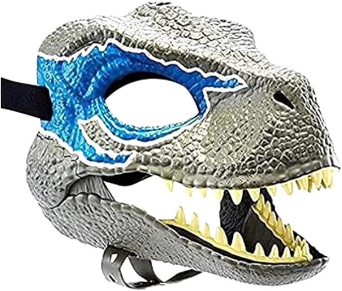 Máscara de Dinosaurio Velociraptor Oulores – Látex con Mandíbula Móvil | Halloween, Cosplay y Fiestas Temáticas