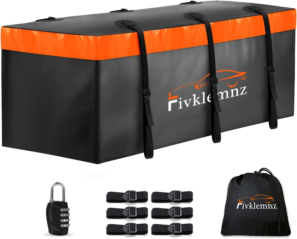 USADO-FALTAN CORREAS -Bolsa portacargas para enganche de remolque, 20 pies cúbicos, 100% impermeable, para bandeja de coche (59" x 24" x 24"), con 6 correas reforzadas y 1 candado de combinación.