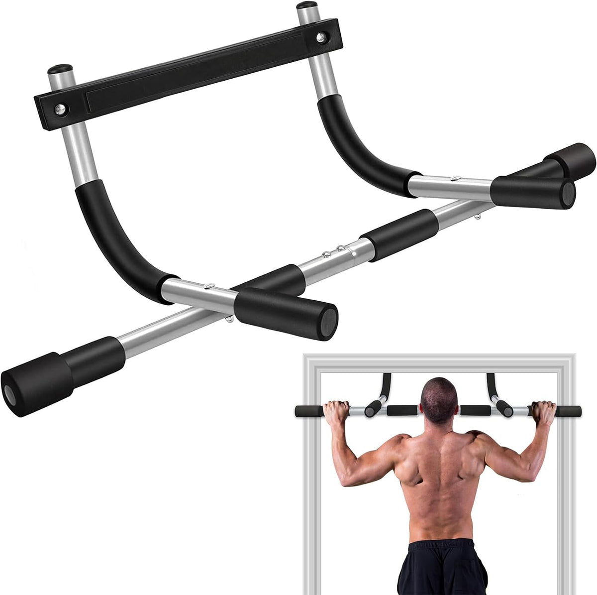 TOPOKO Barra de Dominadas para Puerta | Capacidad 200 kg | Portátil Sin Tornillos | Entrenamiento de Fuerza en Casa