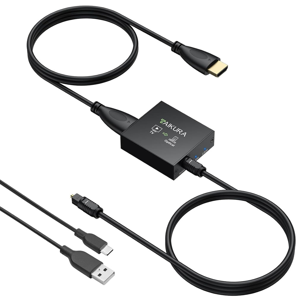 Adaptador HDMI ARC/eARC a Óptico 192KHz 24bit – Soporte PCM 2.0, Dolby 5.1 y DTS 5.1, Plug and Play para TV, Home Theater y Audífonos Inalámbricos