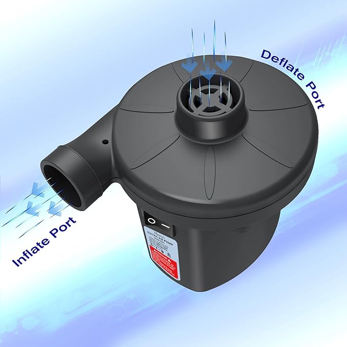 Bomba de aire eléctrica de llenado rápido con 3 boquillas, inflador desinflador portátil de CA 110V-120V para juguetes inflables de piscina, flotadores, colchón de aire, cama, sofá