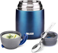 MAXSO Termo de Sopa para Alimentos Calientes y Fríos para Adultos y Niños, Contenedor de Almuerzo de Acero Aislado al Vacío de 17 oz Caja Bento con Cuchara, Frasco Térmico de Alimentos