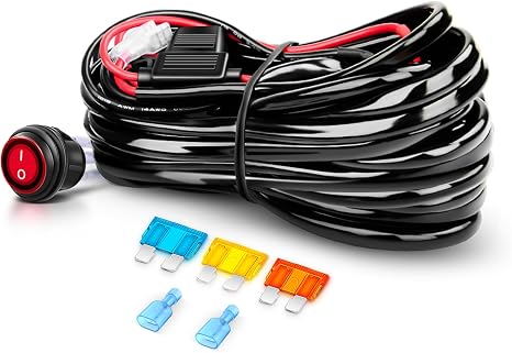 Nilight Kit de arnés de cableado de 14 AWG – 1 cable resistente interruptor de encendido y apagado de 12 V de alimentación de 40 amperios fusible de hoja para barra de luz LED todoterreno, color