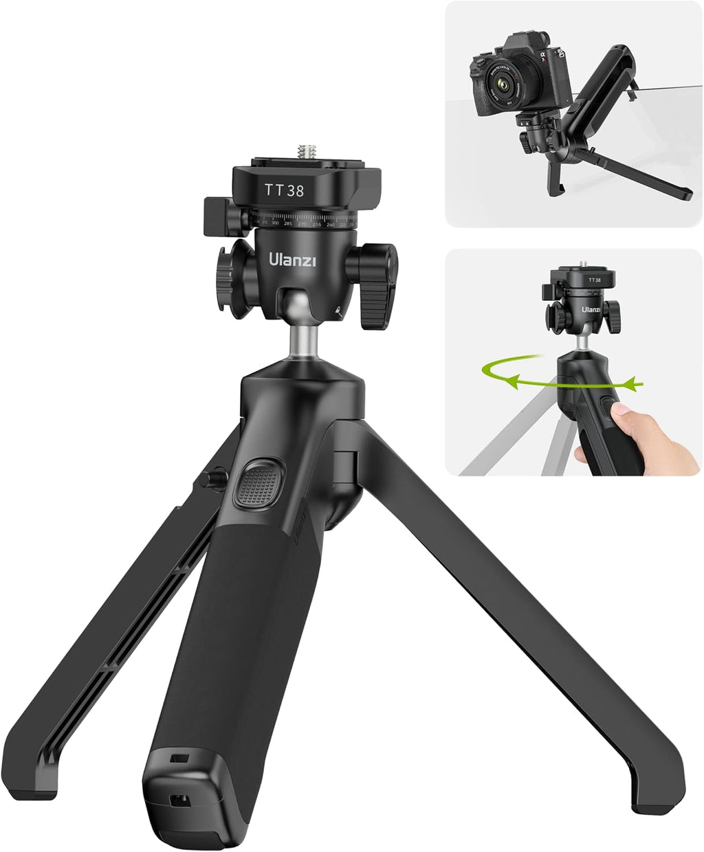 Trípode mini ULANZI TT38 para cámara, trípode de mesa pequeño portátil con apertura de un clic y sistema de liberación rápida Uka F38, soporte de viaje compatible con DJI OSMO Pocket 3/OSMO 360/Insta360 x5/Xtra/Sony