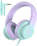 Candy Bila - Auriculares infantiles con cable, auriculares de diadema con micrófono para niños