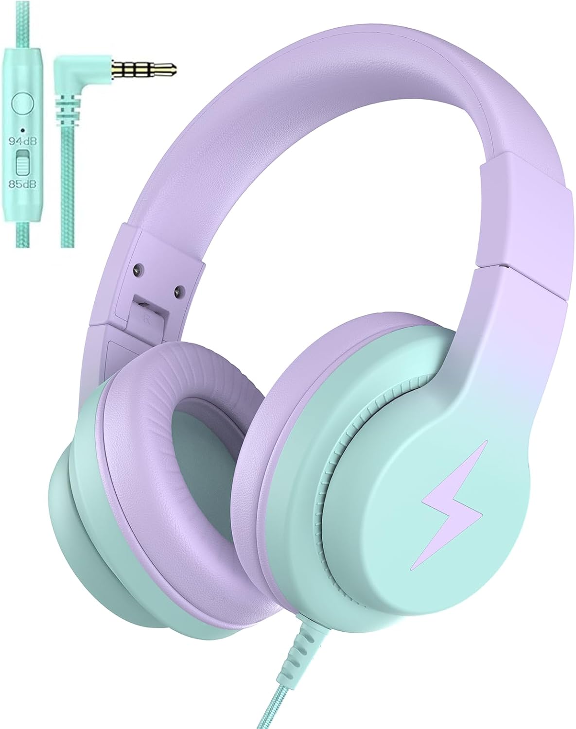 Candy Bila - Auriculares infantiles con cable, auriculares de diadema con micrófono para niños