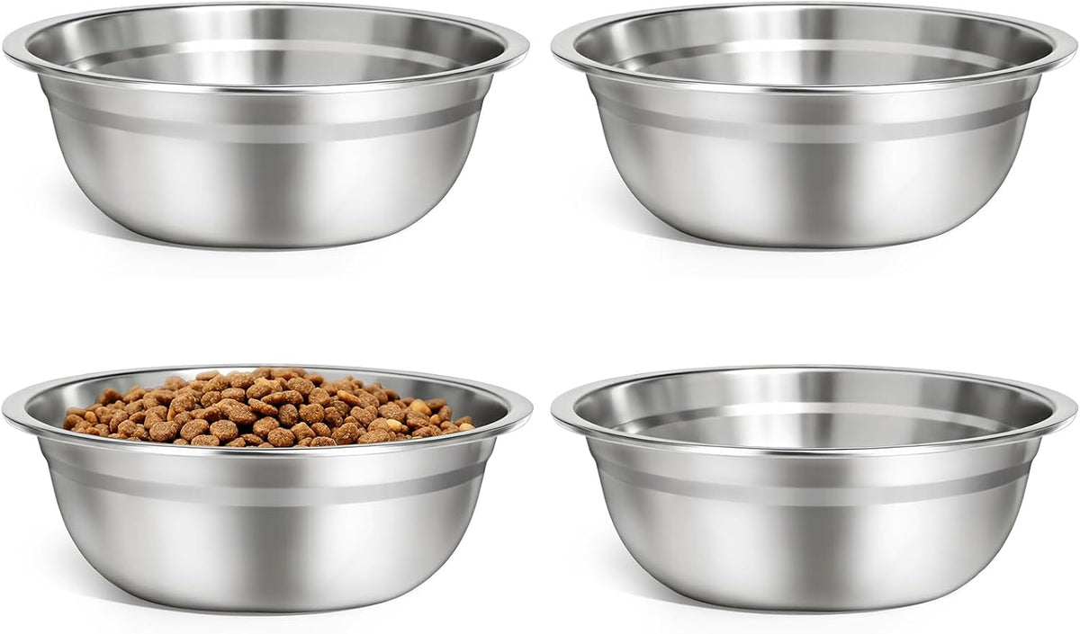 Tazones Perro Acero Inoxidable URPOWER Paquete 4, 8 Pulgadas - 50 oz Tazones Mascotas Reforzados Duraderos Comida Agua, Compatibles Soporte Tazones Perro Elevado