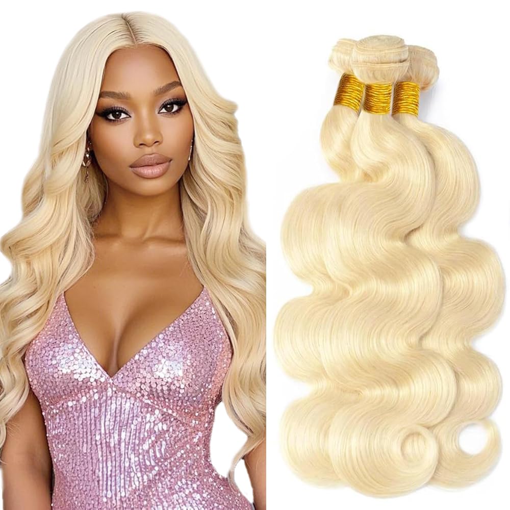 Paquetes de cabello humano rubio ondulado de 28, 30 y 32 pulgadas, 613 unidades. Paquetes de cabello humano largo y suelto ondulado 613. 3 paquetes de extensiones de cabello humano rubio.