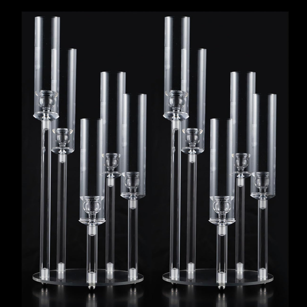 2 Candelabros Acrílicos para Centro de Mesa | 5 Brazos Transparentes para Velas | Soportes para Bodas, Baby Shower y Decoración | Para Vela LED 0.8