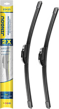 Escobillas limpiaparabrisas delanteras de 15" + 15" compatibles con Jeep Wrangler 2007-2017. Calidad OEM. Escobillas de repuesto premium para todas las estaciones (paquete de 2)