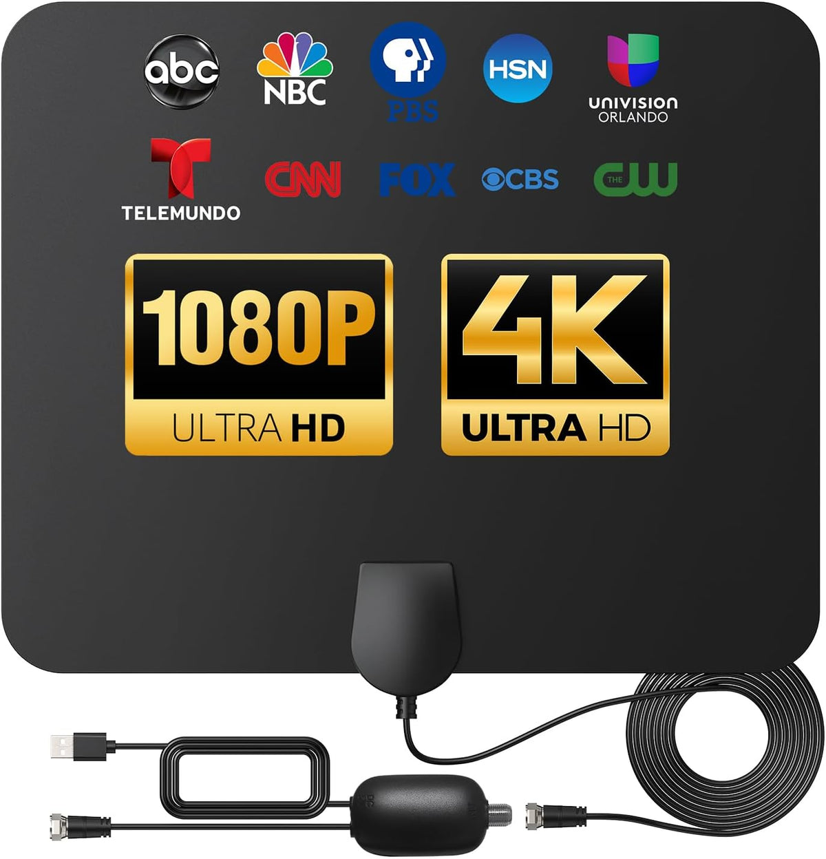 Antena Televisión DAANT Interior Largo Alcance 4K 1080p Televisor Inteligente Cable Coaxial HDTV 4.88 m