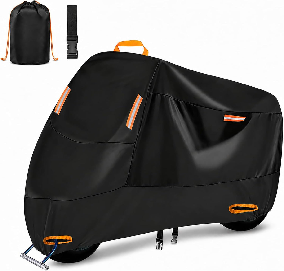 FALTA LA CUERDA-Funda para motocicleta pequeña de 300D de alta resistencia, Seceles, para todas las estaciones, resistente al agua, para protección exterior, con orificio y bolsa de almacenamiento. Se adapta a motocicletas de hasta 72 pulgadas